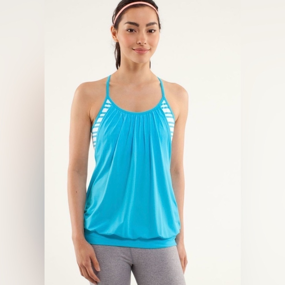 Lululemon Athletica Blue and White Striped Top